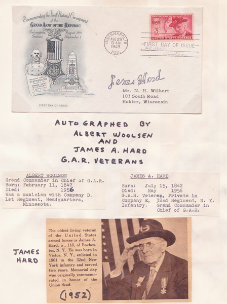 [1861-65] American Civil War veterans autographs on 1949-51 first day covers at Whyte's Auctions