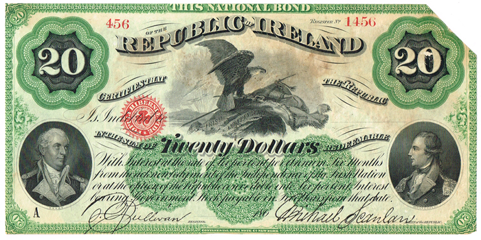 1866: Twenty Dollars Irish Republic Fenian Bond at Whyte's Auctions