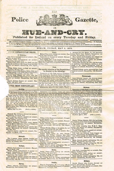 1876: Collection of issues of the Irish Police Gazette at Whyte's Auctions
