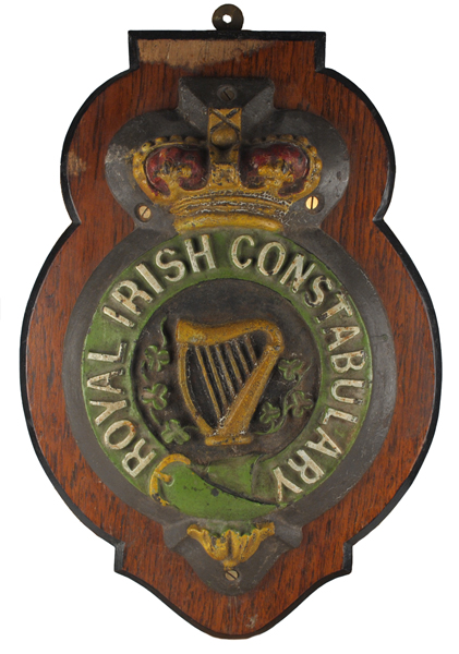 circa 1900: Royal Irish Constabulary barrack plaque at Whyte's Auctions