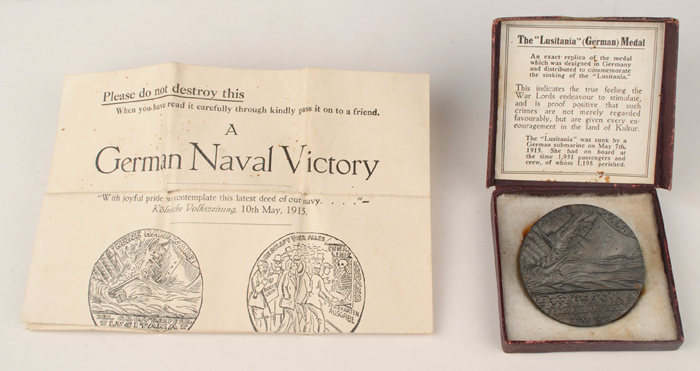 1915 (May 7) Lusitania 'commemorative' medals at Whyte's Auctions