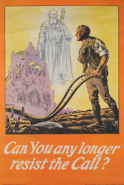 Department Of Recruiting for Ireland. World War 1 Recruiting Poster: Can You Any Longer Resist the Call? at Whyte's Auctions