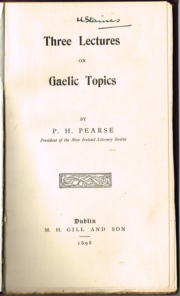 Pdraig Pearse - Three Lectures on Gaelic Topics at Whyte's Auctions