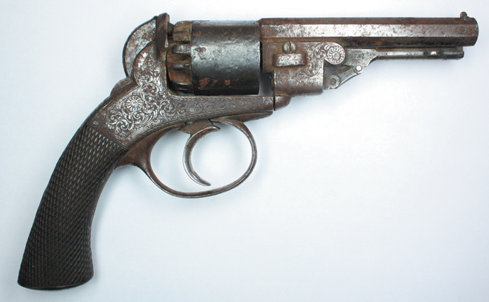 circa 1860: British Army private purchase land pattern revolver from the collection of amon De Valera at Whyte's Auctions