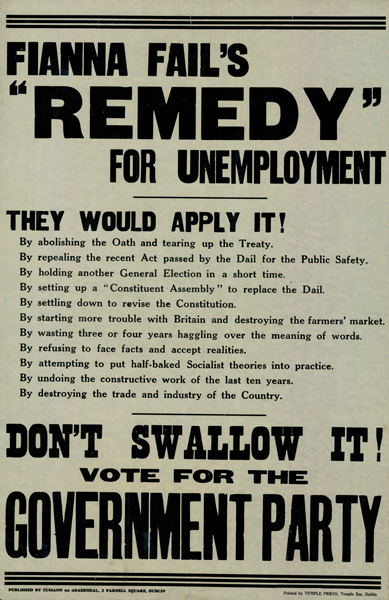 Fianna Fil's Remedy" for Unemployment" at Whyte's Auctions