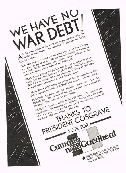 WE HAVE NO WAR DEBT! and OUR NATIONAL CREDIT IS SOUND! at Whyte's Auctions