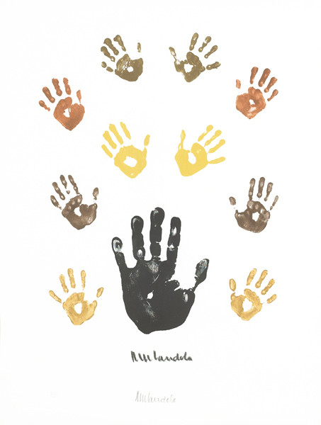 Nelson Mandela - Hand Prints, Signed Limited Edition Lithograph at Whyte's Auctions