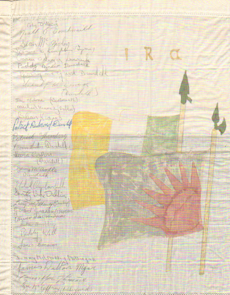 1970s: IRA Portlaoise prison art decorated cloth with signatures. at Whyte's Auctions