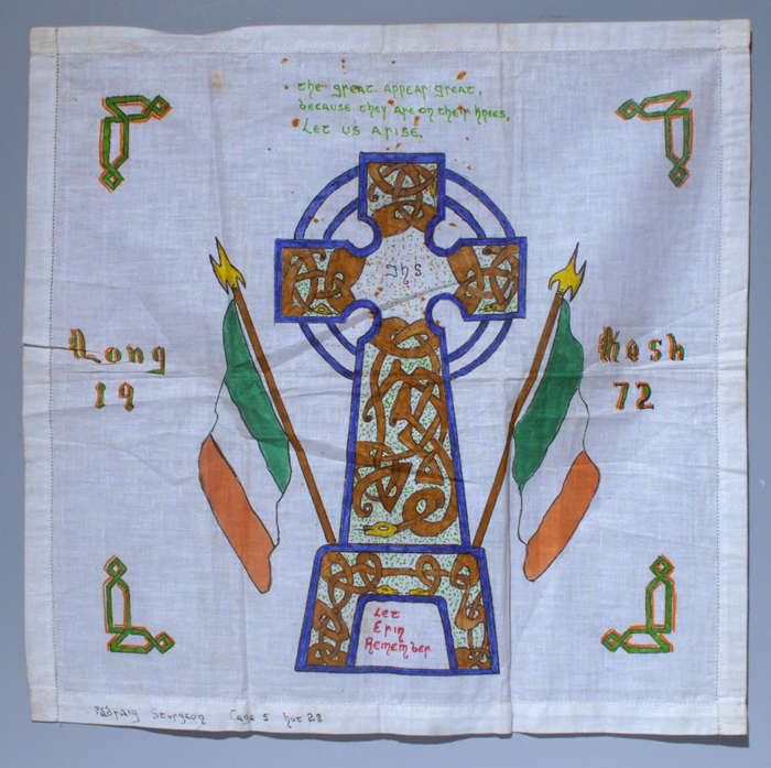 1972 Long Kesh Internment Camp Prison Artwork on Square Linen Handkerchief at Whyte's Auctions