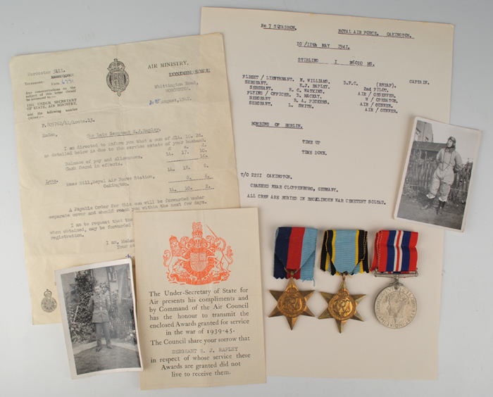 1939-45: Bomber Command Air Crew Europe casualty medal group at Whyte's Auctions