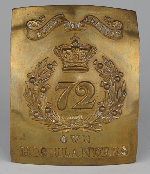 circa 1830-1850: 72nd Highlanders other ranks cross belt plate at Whyte's Auctions