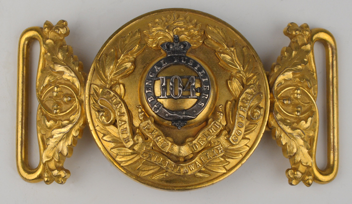 1870s: 104th Bengal Fusiliers officer's waist belt clasp at Whyte's Auctions