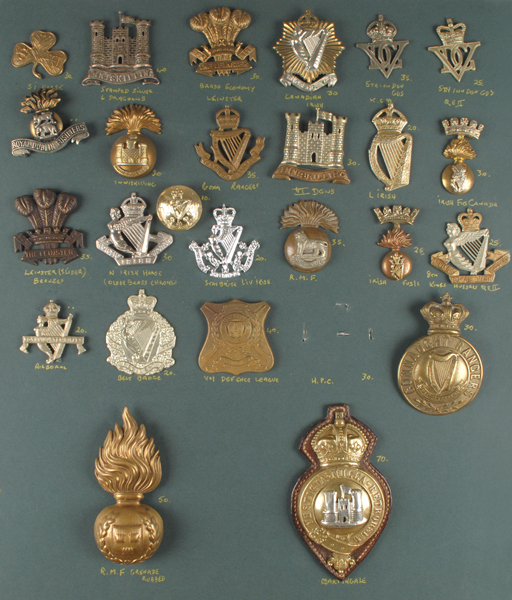 20th Century: Collection of Irish regiments cap and collar badges at ...