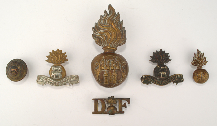 1900-1922: Royal Dublin Fusiliers badge collection including other ranks busby badge at Whyte's Auctions