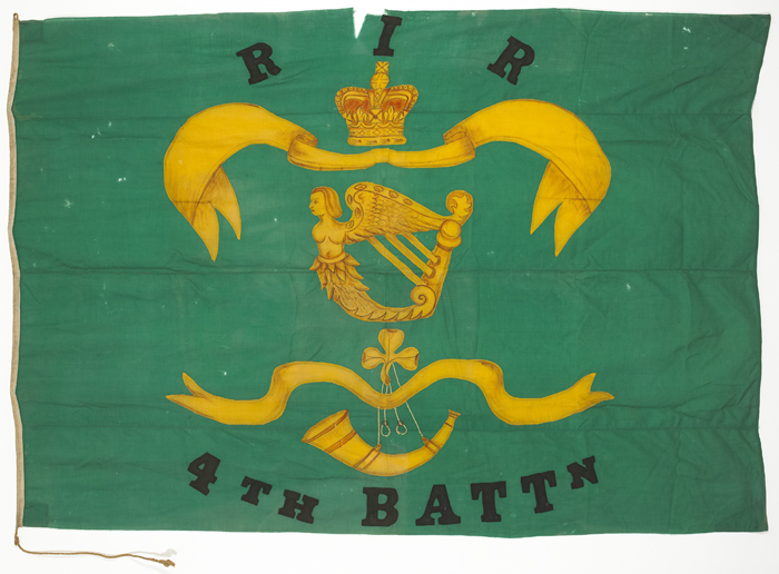 circa 1920: 4th Battalion Royal Irish Rifles barracks flag at Whyte's Auctions