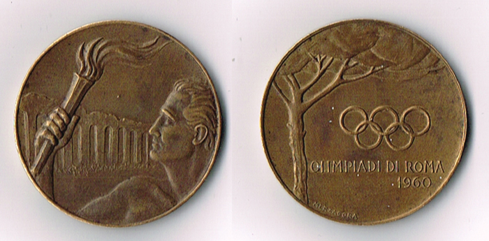 Olympic Games Rome 1960 Participant's Medal and a commemorative medallion. at Whyte's Auctions