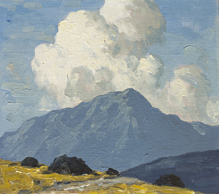 TURF STACKS WITH MOUNTAIN BEYOND, c.1940 by Paul Henry RHA (1876-1958) at Whyte's Auctions