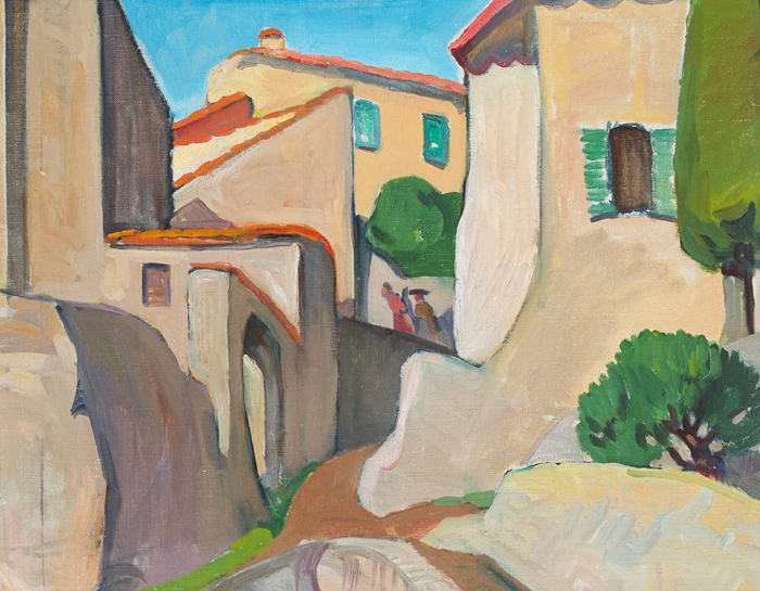 TWO WOMEN IN A VILLAGE by Mary Swanzy sold for �9,500 at Whyte's Auctions