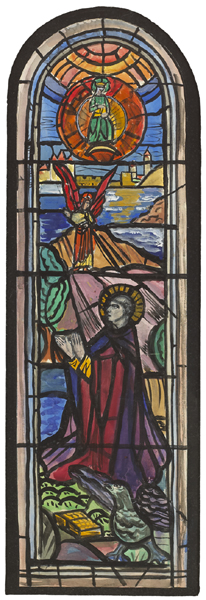 CARTOON FOR STAINED GLASS WINDOW SHOWING ST JOHN THE EVANGELIST by Evie Hone HRHA (1894-1955) at Whyte's Auctions