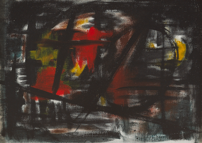 ABSTRACT IN BLACK, RED AND YELLOW by Anne Yeats (1919-2001) at Whyte's Auctions