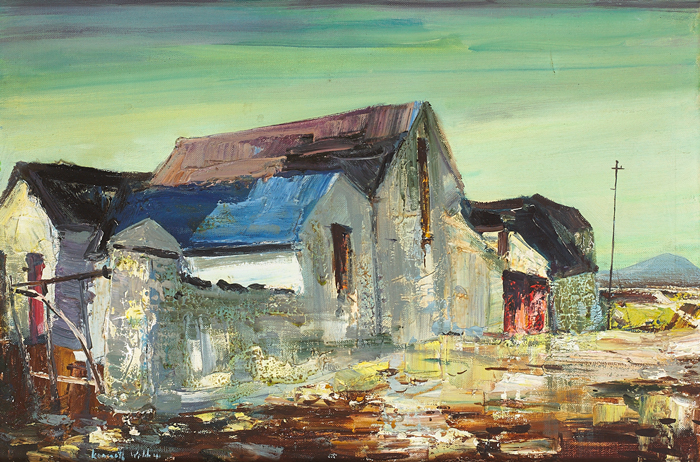 LANDSCAPE AFTER RAIN [COTTAGE AT ROUNDSTONE] 1961 by Kenneth Webb RWA FRSA RUA (b.1927) at Whyte's Auctions
