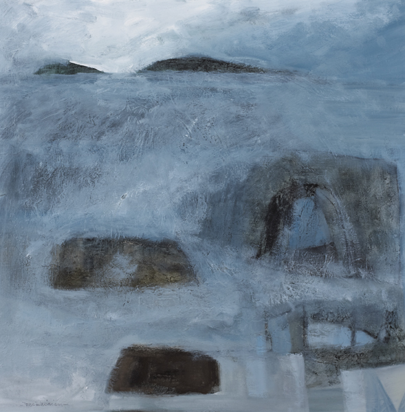 TWO CURRAGHS ON A REMOTE BEACH, THE MULLET, COUNTY MAYO by Pádraig MacMiadhacháin RWA (1929-2017) RWA (1929-2017) at Whyte's Auctions
