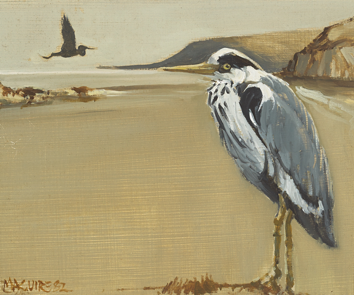 HERON PRIESTED SHORE, LAUGHARNE, 1982 by Cecil Maguire RHA RUA (1930-2020) at Whyte's Auctions