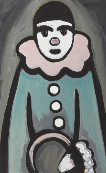 CLOWN WITH PINK BLOUSE HOLDING HOOP by Markey Robinson (1918-1999) at Whyte's Auctions