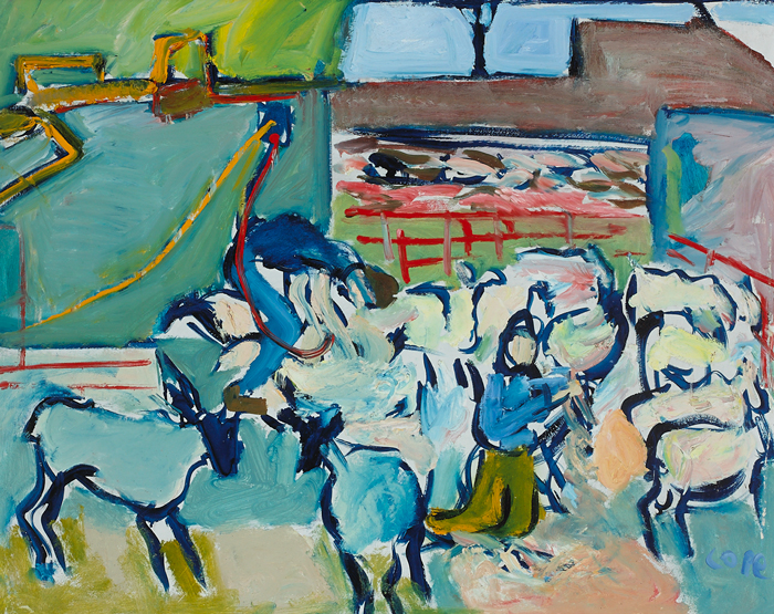 SHEEP SHEARING by Elizabeth Cope sold for 750 at Whyte's Auctions
