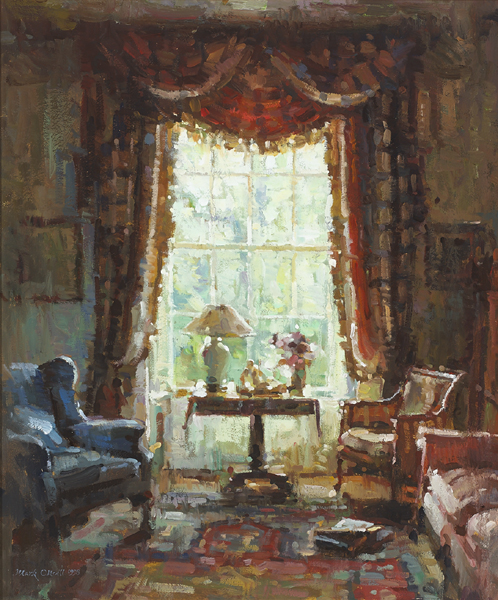 INTERIOR WITH BLUE ARMCHAIR, 1998 by Mark O'Neill (b.1963) at Whyte's Auctions