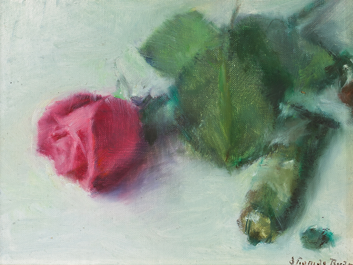 STILL LIFE WITH PINK ROSE, 2011 by Thomas Ryan PPRHA (1929-2021) at Whyte's Auctions