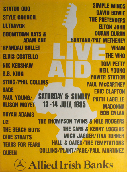 1985 Live Aid poster signed by Bob Geldof at Whyte's Auctions