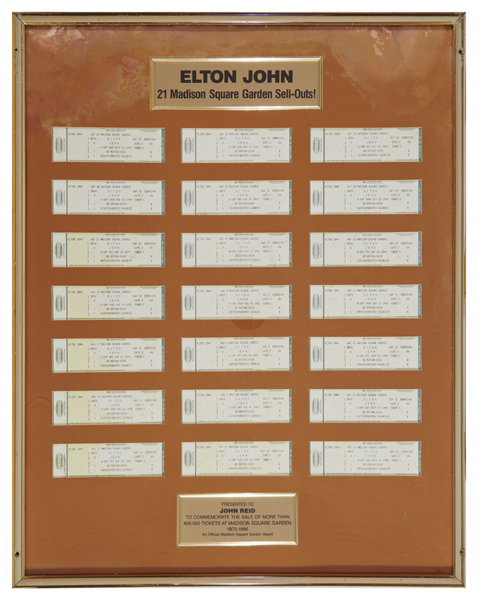 Elton John. 1973-1986 Madison Square Garden Presentation to John Reid. at Whyte's Auctions