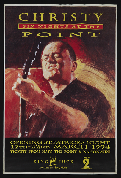 Christy Moore: Large format advertisement poster for 'Six Nights at The Point' 1994 <R> at Whyte's Auctions