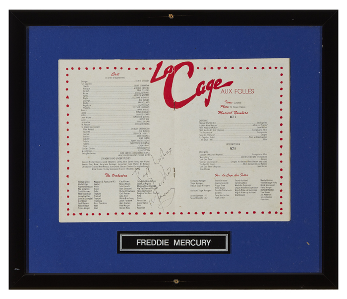Freddie Mercury signed cabaret programme. at Whyte's Auctions