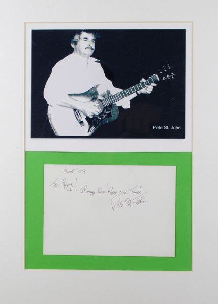 Pete St. John: Framed autograph at Whyte's Auctions