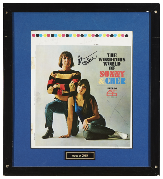 Sonny and Cher. The Wondrous World LP printers proof signed by Cher. at Whyte's Auctions