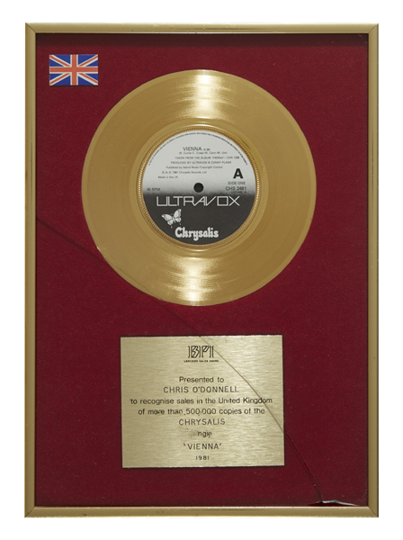 Ultravox Gold Disc award. at Whyte's Auctions