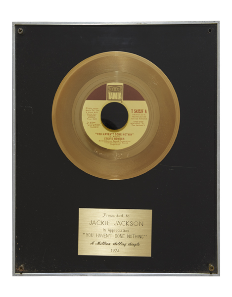 Stevie Wonder Gold Disc award. at Whyte's Auctions