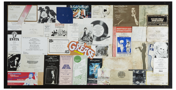 Pop ephemera montage in a frame. at Whyte's Auctions