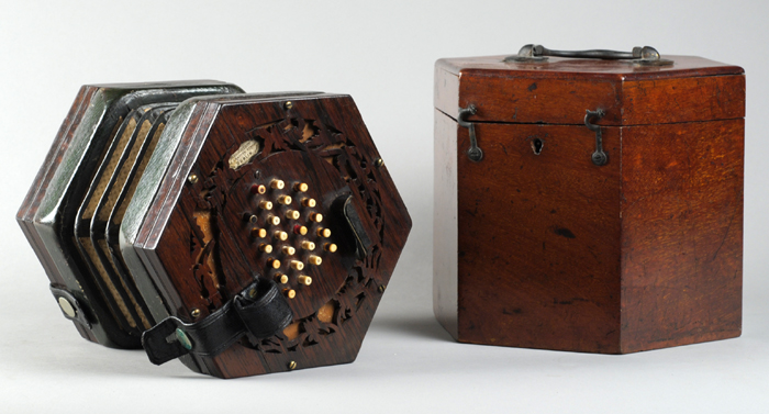 A mid-19th Century Irish Rosewood Concertina, by William Scales, self-professed 'Professor of Concertinas'. at Whyte's Auctions