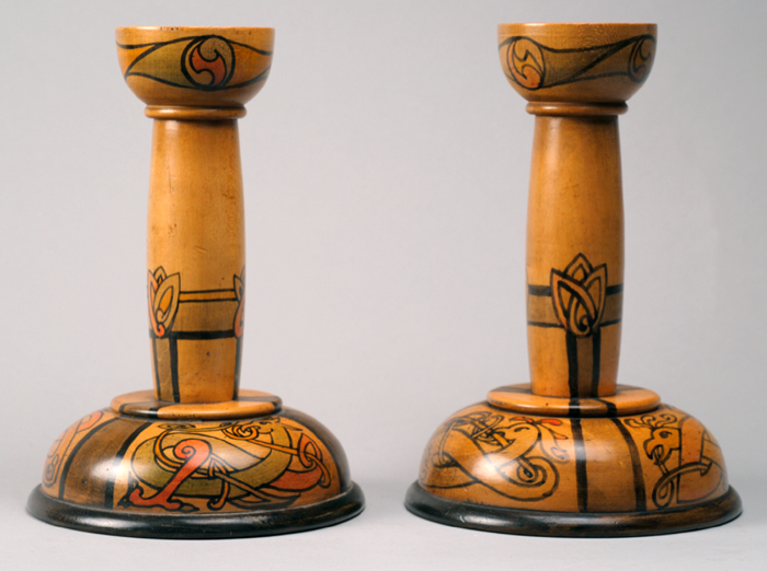 Pair of Irish Arts & Crafts candlesticks, by Cluna Studio (2) at Whyte's Auctions