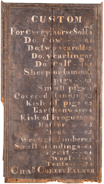 A hand-painted mart notice, Charles Cotter Palmer, Co. Kildare. at Whyte's Auctions