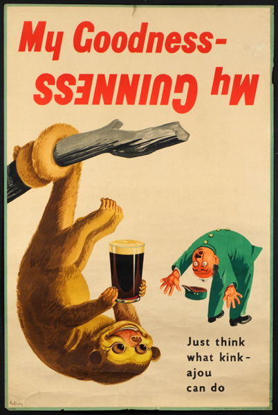 Guinness zoo-keeper poster. 'Just think what a kink-ajou can do' at Whyte's Auctions
