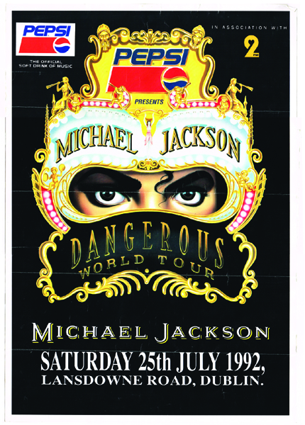 Michael Jackson Dangerous Tour: poster for Dublin concert. at Whyte's Auctions
