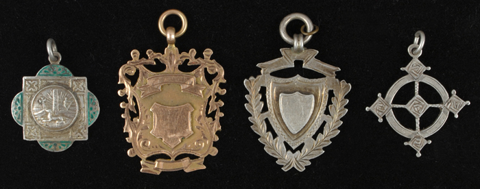 A 9ct gold medal & three silver medals (4) at Whyte's Auctions