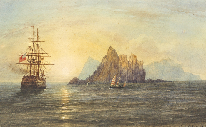 CORAL FISHING OFF GALITE ISLAND, OFF TUNISIA by Andrew Nicholl RHA (1804-1886) at Whyte's Auctions