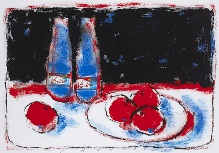STILL LIFE WITH TWO VILADRAU BOTTLES, 2005 by Neil Shawcross RHA RUA (b.1940) at Whyte's Auctions