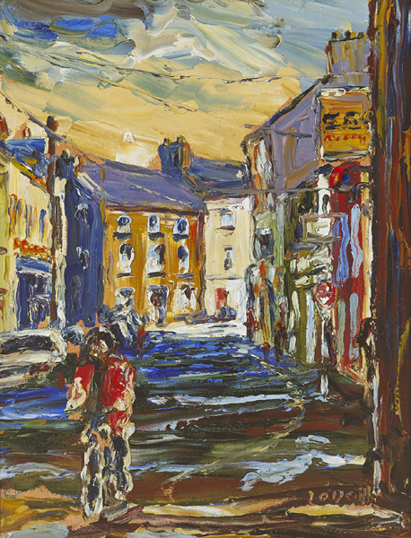 STREET SCENE, TRALEE by Liam O'Neill (b.1954) at Whyte's Auctions