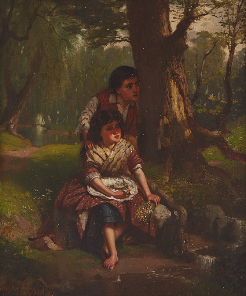 WATCHING THE BIRDS, 1877 by John Mulvany sold for �2,700 at Whyte's Auctions